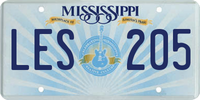 MS license plate LES205