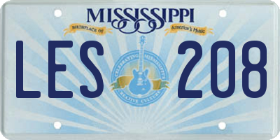 MS license plate LES208