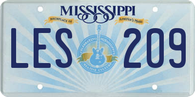 MS license plate LES209