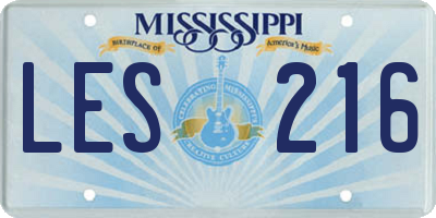 MS license plate LES216