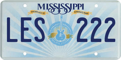 MS license plate LES222