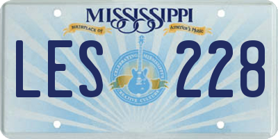 MS license plate LES228