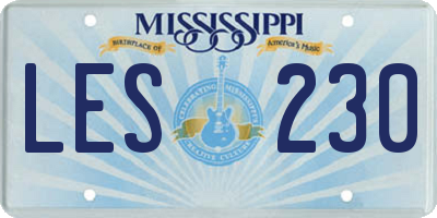 MS license plate LES230