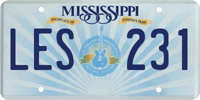 MS license plate LES231
