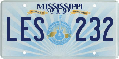 MS license plate LES232