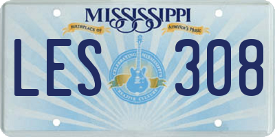 MS license plate LES308