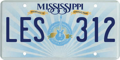 MS license plate LES312