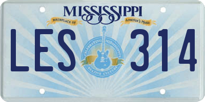 MS license plate LES314