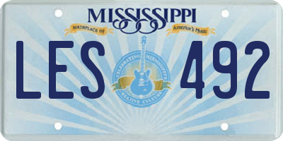 MS license plate LES492