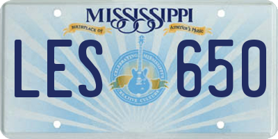MS license plate LES650