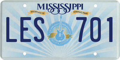 MS license plate LES701