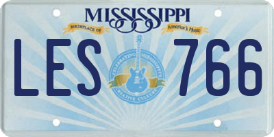 MS license plate LES766