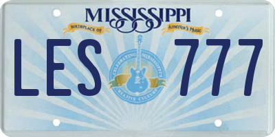 MS license plate LES777