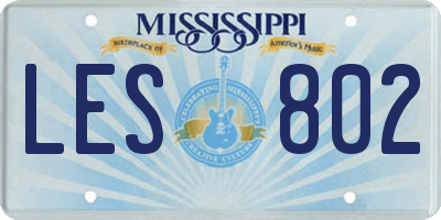 MS license plate LES802