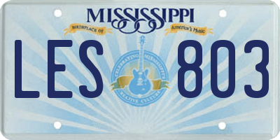 MS license plate LES803