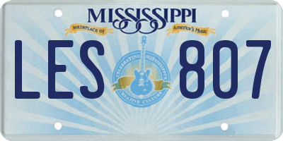 MS license plate LES807