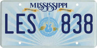 MS license plate LES838
