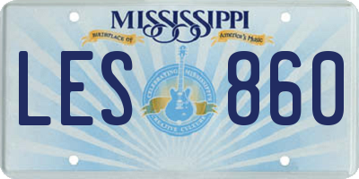 MS license plate LES860