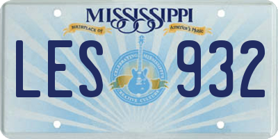 MS license plate LES932