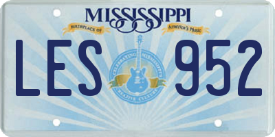 MS license plate LES952