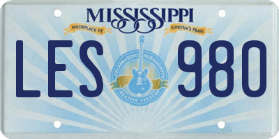 MS license plate LES980