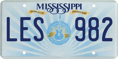 MS license plate LES982
