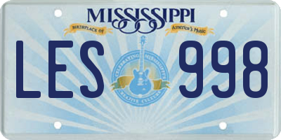MS license plate LES998