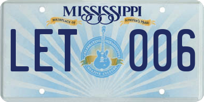 MS license plate LET006