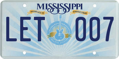 MS license plate LET007