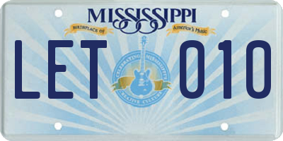 MS license plate LET010