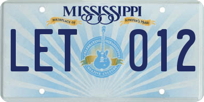 MS license plate LET012