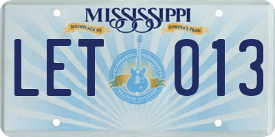 MS license plate LET013