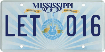 MS license plate LET016