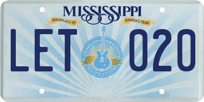 MS license plate LET020