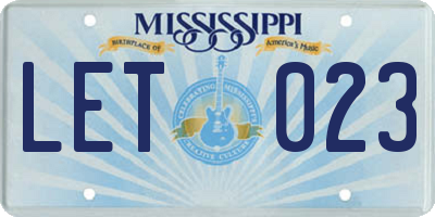 MS license plate LET023