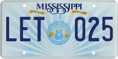 MS license plate LET025