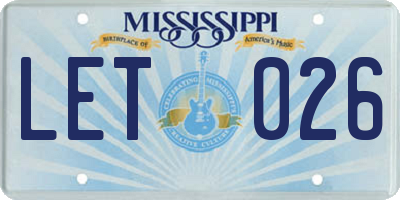 MS license plate LET026