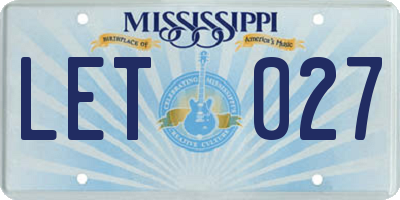 MS license plate LET027