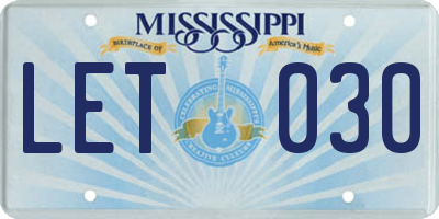 MS license plate LET030