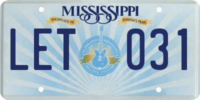 MS license plate LET031