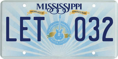 MS license plate LET032