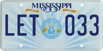 MS license plate LET033