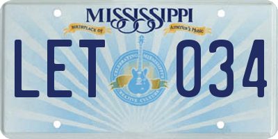 MS license plate LET034