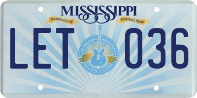 MS license plate LET036