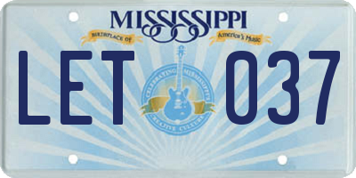 MS license plate LET037