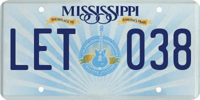 MS license plate LET038
