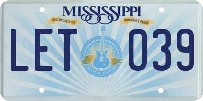 MS license plate LET039
