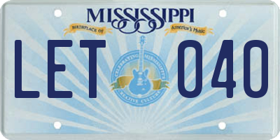 MS license plate LET040