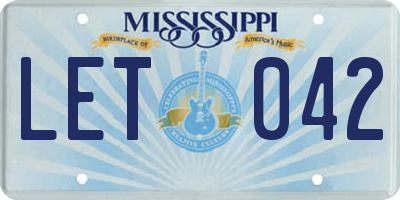 MS license plate LET042