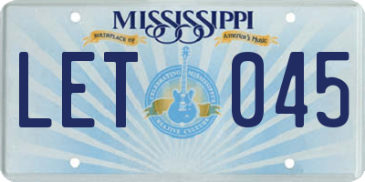 MS license plate LET045